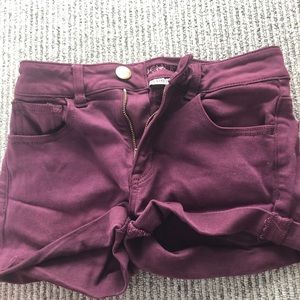 american eagle hi rise shortie jean shorts.